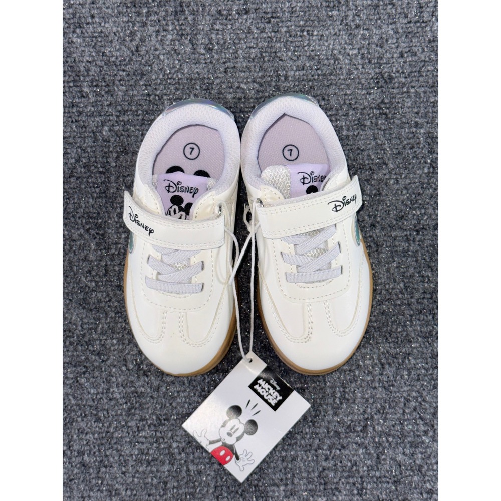 Disney Mickey Mouse Toddler White Iridescent Sneakers Gum Sole Size 7 NEW